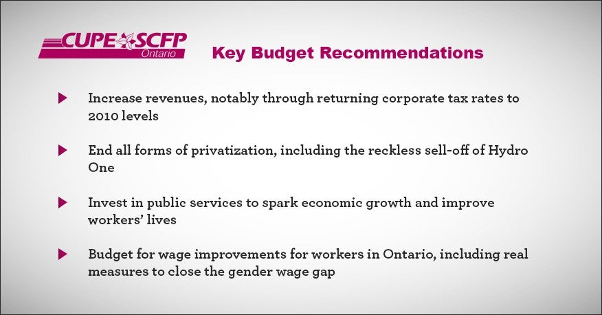 Key Budget Recommendations
